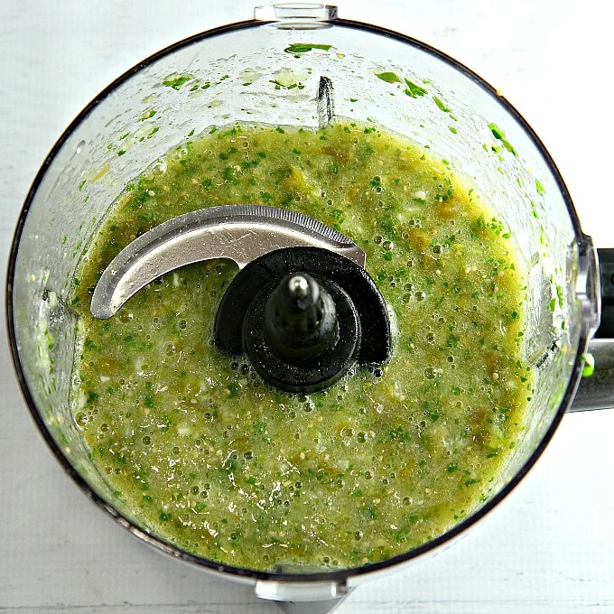 This authentic tangy Salsa Verde will be a hit on game day or Mexican night! It's a versatile recipe...great with chips and nachos, over burritos and enchiladas, as perfect as an accompaniment to just about any Mexican dish!