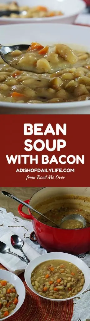 Love bean soup but don't have a day to make it? No problem! This delicious Bean Soup with Bacon recipe has all the slow cooked flavor you love, but can be made quickly using pantry ingredients for an easy comfort food weeknight meal the whole family will love!