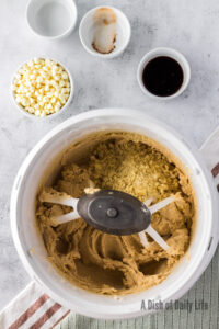 chopped macadamia nuts added to mixing bowl.