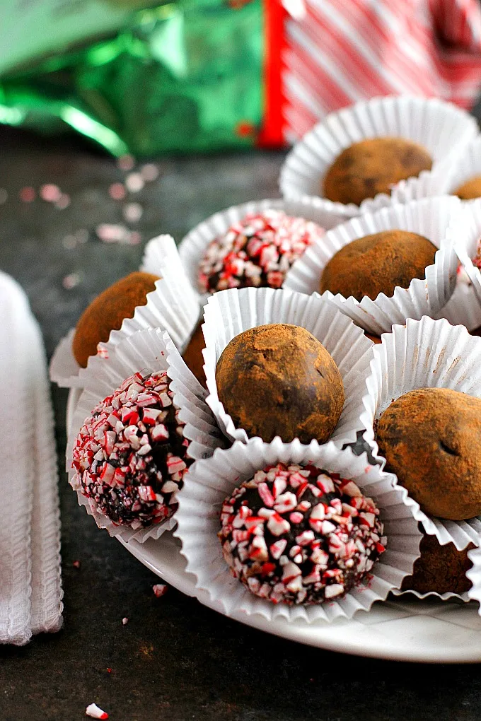 Rich and creamy, these Mocha Mint Chocolate Truffles are an easy-to-make decadent treat for the holidays! They make a wonderful hostess gift as well! 