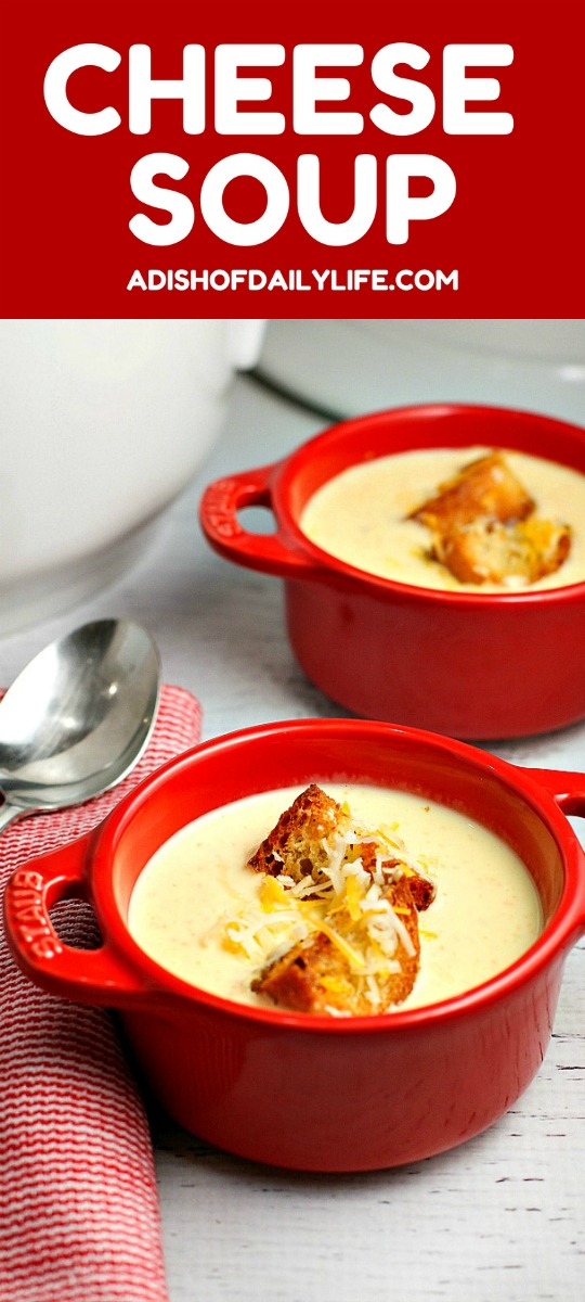 Inspired by the Driskill Hotel's famous Cheese Soup, this rich soup recipe has out-of-this world flavor and is ready in under 30 minutes! This is a MUST TRY!