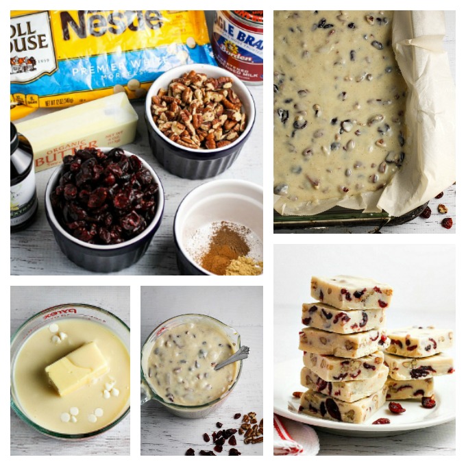 Easy to make White Chocolate Cranberry Pecan Fudge, with a hint of holiday spices, perfect for holiday entertaining and gift-giving!
