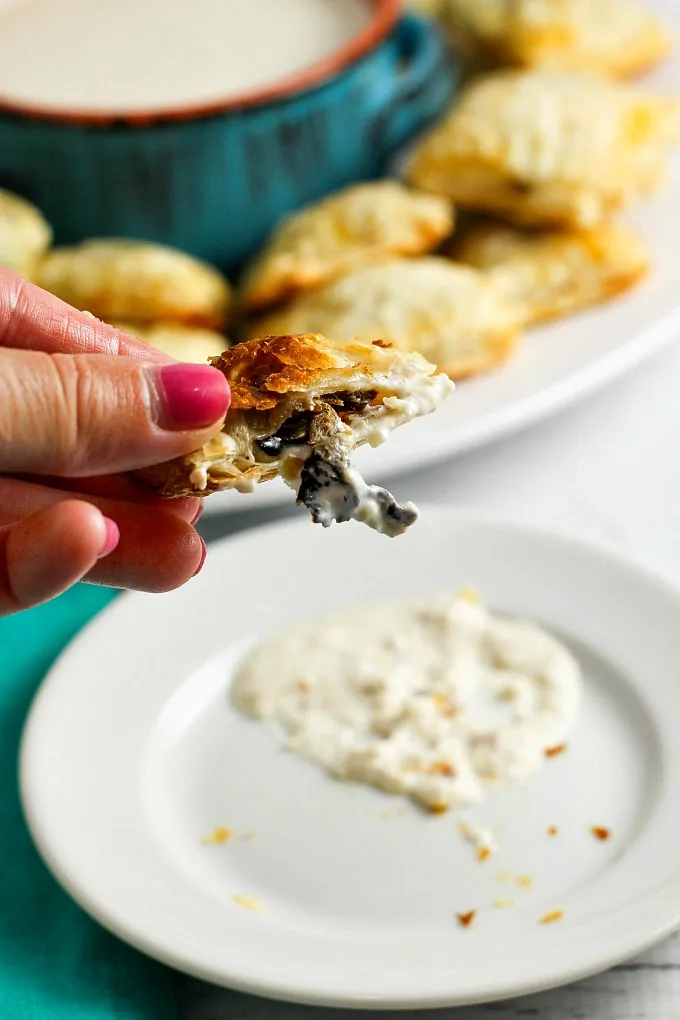 These Mini Beef Wellingtons with Horseradish Cream are an elegant appetizer, perfect for special occasions! Your game day crowd will love them too though!