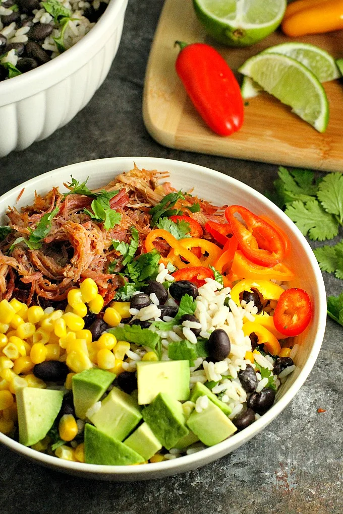 Loaded Pork Carnitas Burrito Bowls