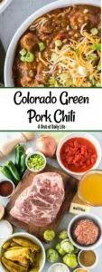 Collage of images for Pinterest of Colorado Green Pork Chili