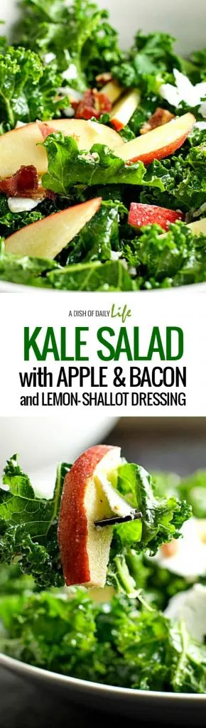 Kale Salad with Apple, Bacon and Lemon-Shallot Dressing...a hearty salad packed with flavor!