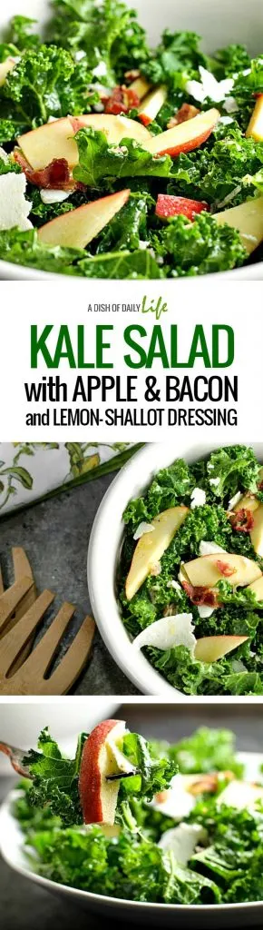 Kale Salad with Apple, Bacon and Lemon-Shallot Dressing...a hearty salad packed with flavor!