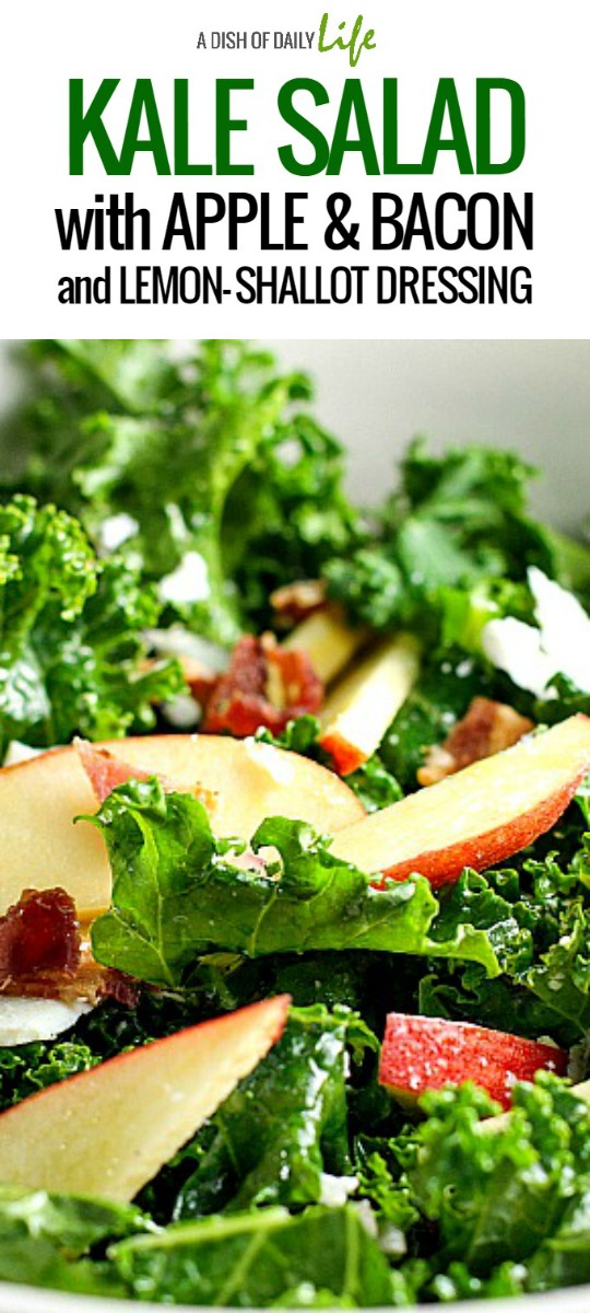 Kale Salad with Apple, Bacon and Lemon-Shallot Dressing...a hearty salad packed with flavor!