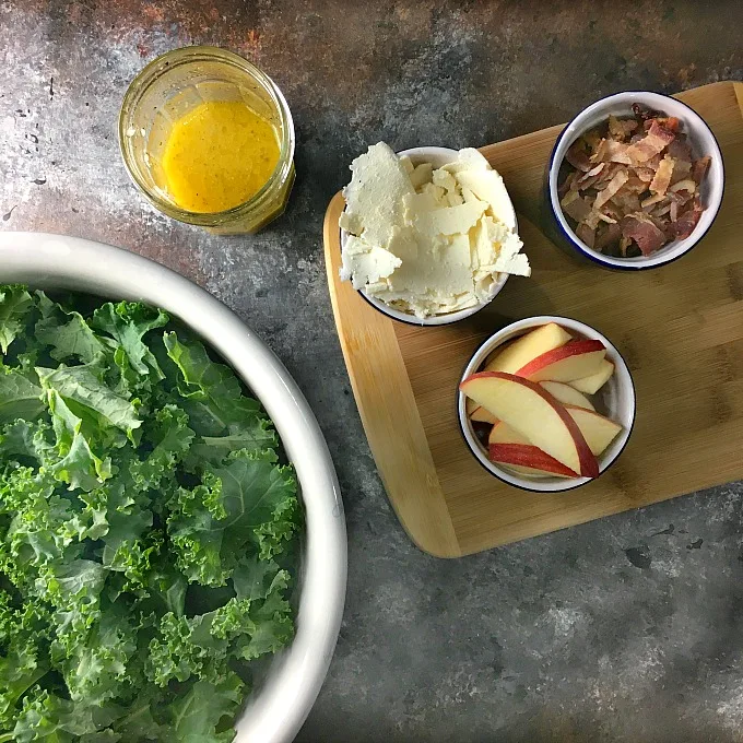 Kale Salad with Apple, Bacon and Lemon-Shallot Dressing...a hearty salad packed with flavor!