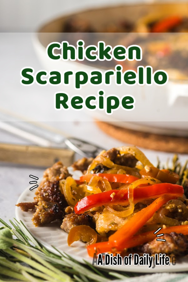 Main image of Chicken Scarpariello. Image is of chicken on a plate.