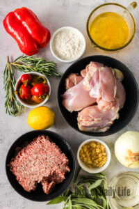 All ingredients laid out on the counter, ready to assemble.