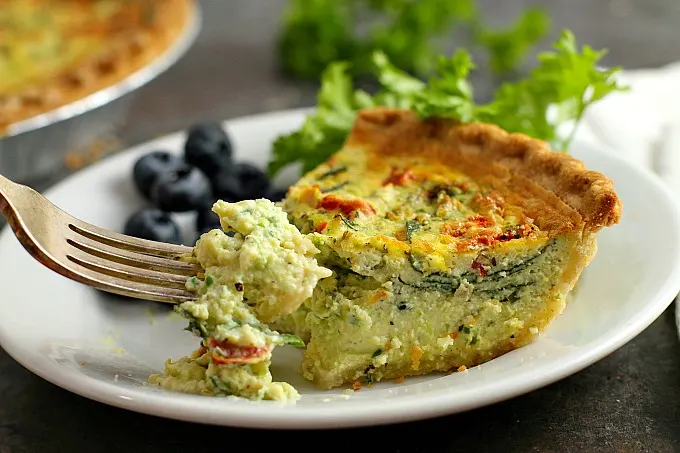 Simple, easy and delicious, this Spinach Quiche with Artichokes and Roasted Red Peppers is perfect for an every day breakfast or holiday brunch. Serve with a side of fruit or salad.