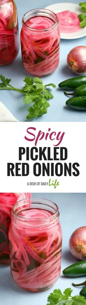 Spicy Pickled Red Onions are quick, easy, and the perfect accompaniment to sandwiches and salads, or tacos and burrito bowls!