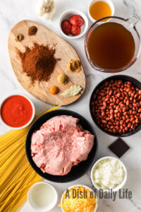 All ingredients laid out on counter.