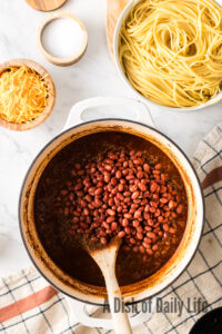 beans added to meat mixture.