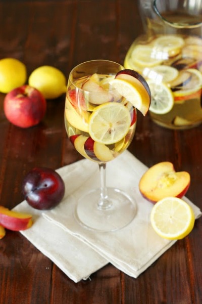 White Wine Sangria with Nectarines, Plums & Lemons