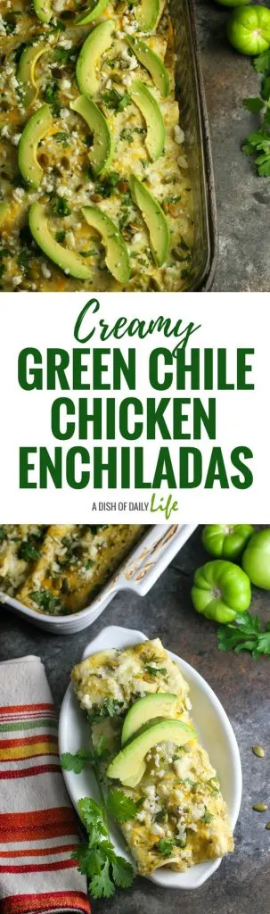 Replace sour cream with Greek yogurt in this delicious Creamy Green Chile Chicken Enchiladas recipe for a healthier version. You'll never notice the difference!