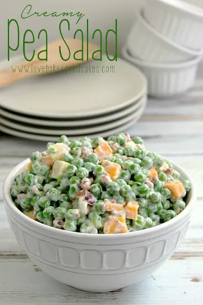 Creamy Pea Salad | Love Bakes Good Cakes - 31 Awesome BBQ Side Dishes