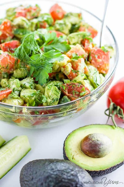 Cucumber Tomato Avocado Salad | Wholesome Yum - 31 Awesome BBQ Side Dishes