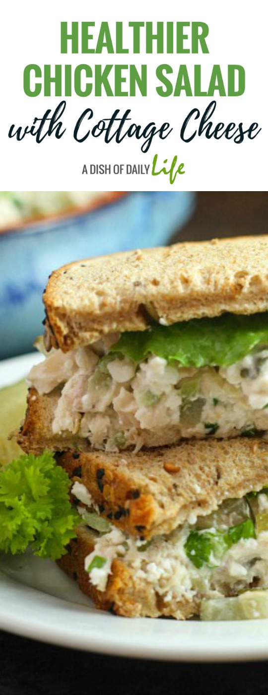 This traditional Chicken Salad recipe gets a healthy makeover with cottage cheese!