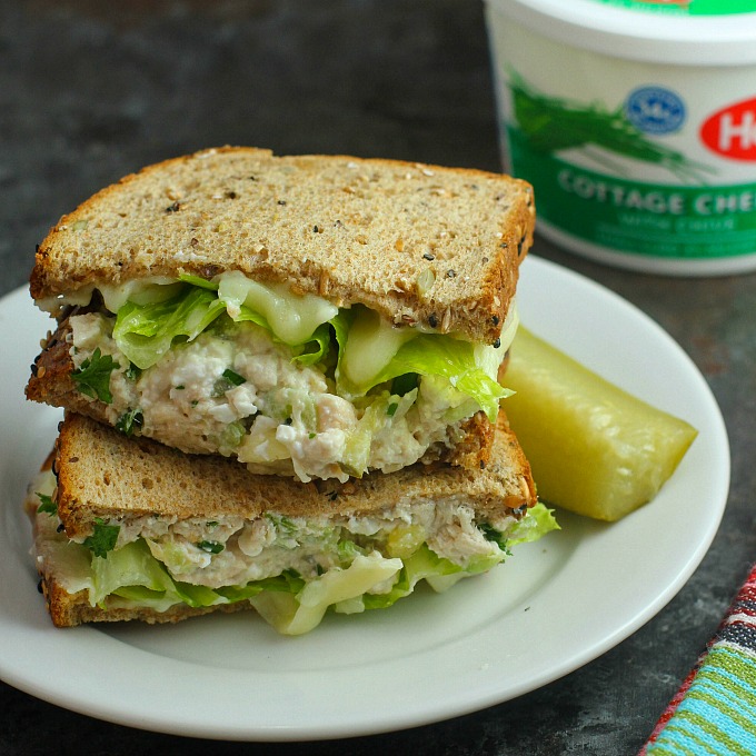 Chicken Salad gets a healthy makeover with a protein boost from Hood Cottage Cheese with Chive. 