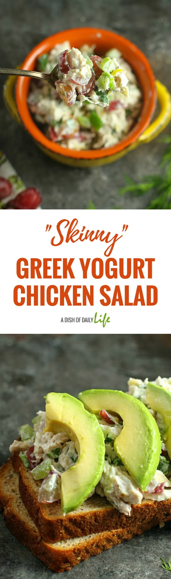 Looking for a healthier alternative to the traditional mayo based chicken salad recipes? You are going to LOVE this "Skinny" Greek Yogurt Chicken Salad with Grapes! Packed with nutrients and double the protein of regular yogurt, it's easy, delicious, healthy, and you definitely won't miss the calories!