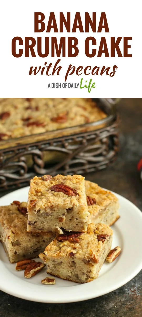 This Banana Crumb Cake with Pecans is a cross between banana bread and crumb cake...absolutely delicious!