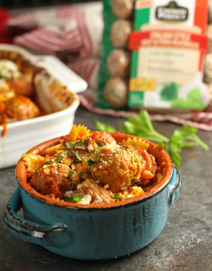 Cook up some pasta either while the Meatball Grinder Casserole is cooking, and pile the meatballs on top. Delicious!