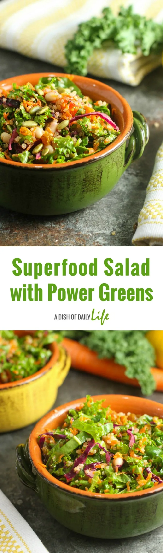 Healthy meets delicious with this Superfood Salad with Power Greens! Perfect for lunch or as a side for dinner...this salad gets rave reviews!