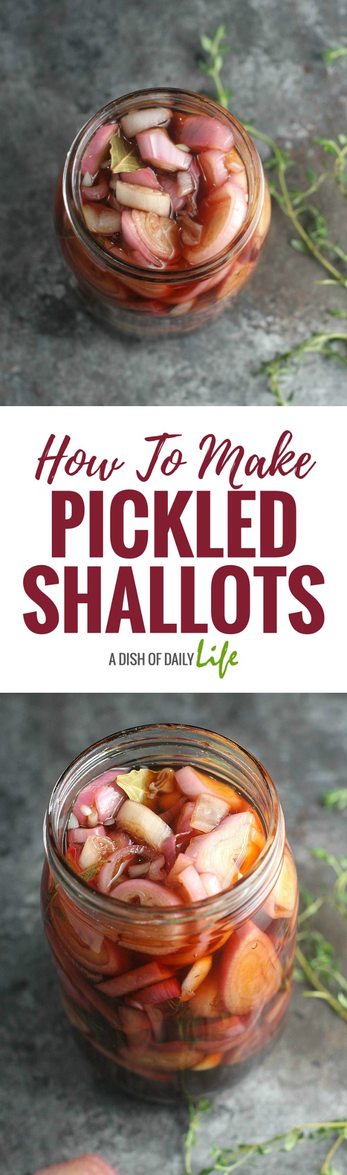 Learn how to make pickled shallots (and what to do with them!) Try them on carnitas, fish tacos and MORE! #garnish #condiment #pickles