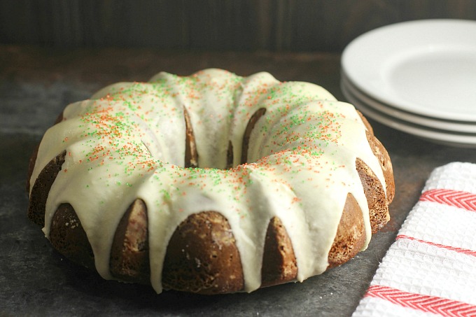 This moist Hood® Golden Eggnog Cake, coated with a delicious eggnog glaze and a sprinkling of holiday sugar, is the perfect way to celebrate the holiday season!