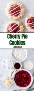 collage of images for Pinterest of cherry pie cookies