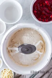 cookie dough being made in mixer