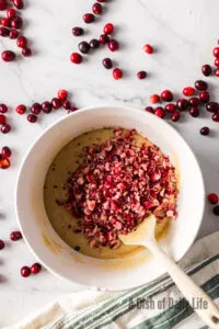 diced cranberries added to batter.