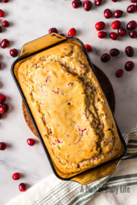 Cranberry Bread fresh from the oven, still in pan.