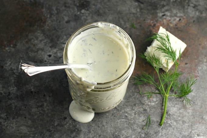 This homemade Feta Dill Dip made with Greek yogurt is the perfect addition to a Crudité platter for any party — and works great as a salad dressing as well! #Appetizer | #Dip | #Feta | #Dill | #SaladDressing