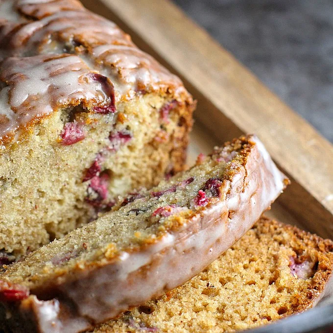 Absolutely scrumptious Cranberry Vanilla Eggnog Bread...easy to make too! #eggnog | #bread | #cranberries | #holidaydessert | #holidaybrunch