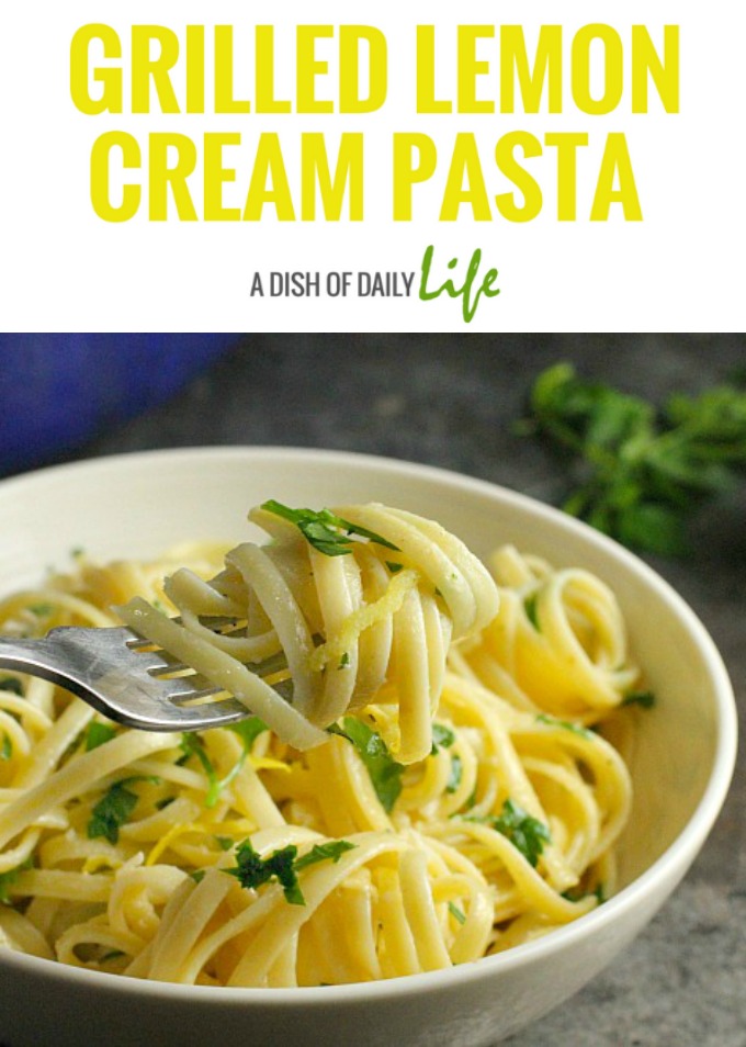 This simple Grilled Lemon Cream Pasta is an elegant side for summer entertaining, and is easy enough for a light meal by itself. Grilling your lemons not only heightens the flavor of the juice, but will also give your dish a subtle smoky charred flavor!