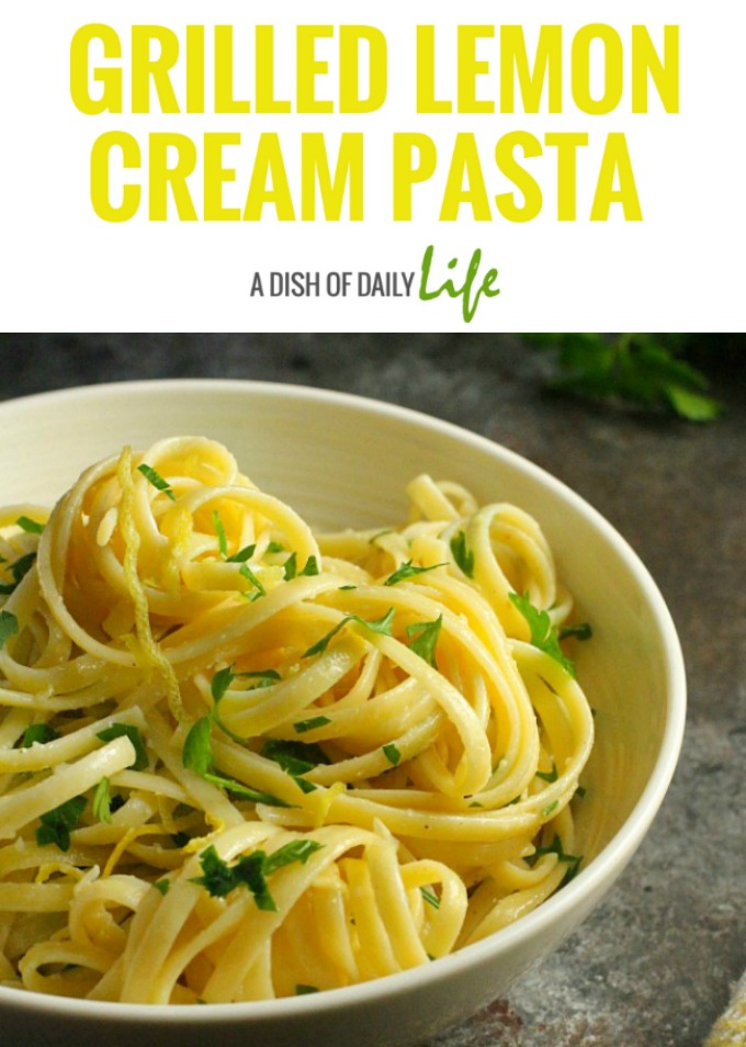 This simple Grilled Lemon Cream Pasta is an elegant side for summer entertaining, and is easy enough for a light meal by itself. Grilling your lemons not only heightens the flavor of the juice, but will also give your dish a subtle smoky charred flavor!