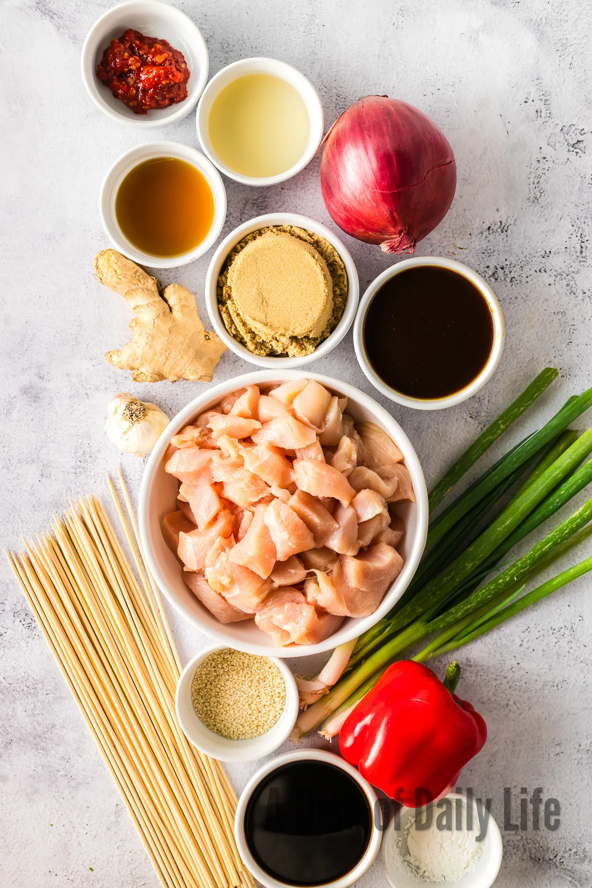 All ingredients laid out on counter, ready to assemble.
