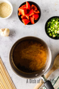 Sauce in a pot with corn starch