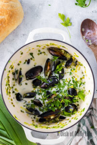 mussels cooked in cream sauce.