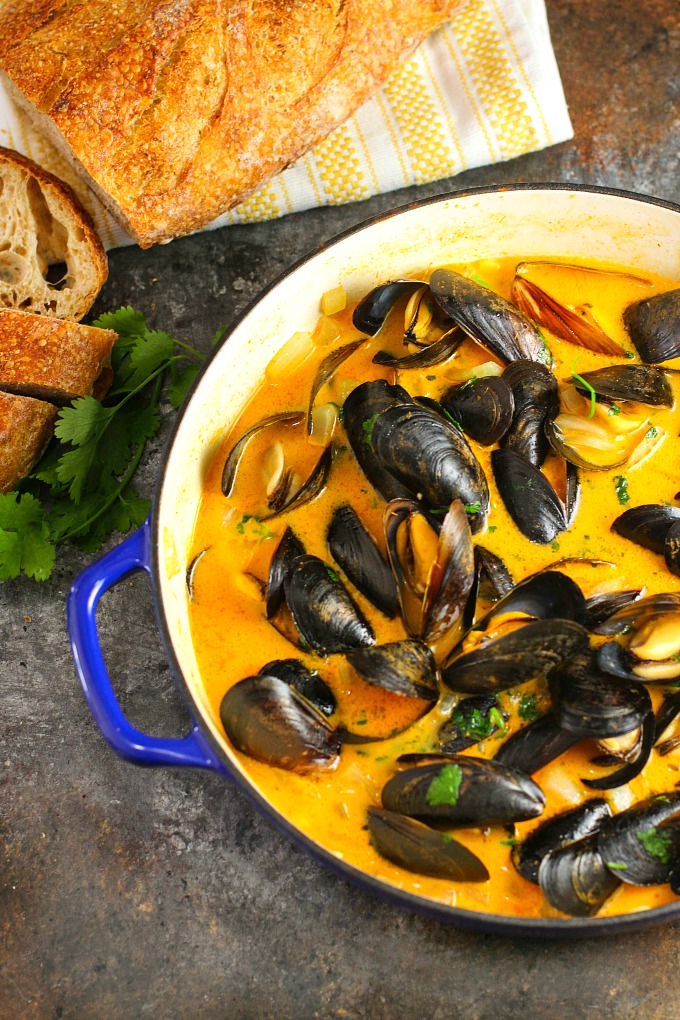 Mussels are easy-to-make, inexpensive, elegant, and delicious...perfect party food! And best of all, there are so many different ways to enjoy them! These Thai Red Curry Mussels are steamed in an absolutely mouthwatering broth...you're going to want some crusty bread on hand to sop up that delicious sauce!