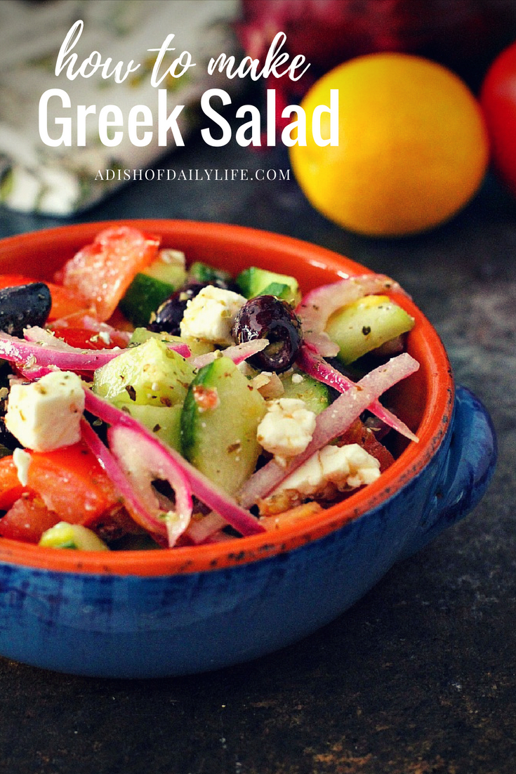 This adapted version of the traditional Greek Salad features an addictive vinaigrette! For fullest flavor, let it sit overnight.