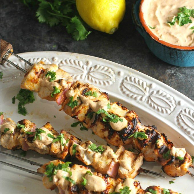Grilled Chicken Skewers with Sour Cream Marinade