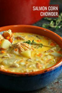 Salmon Corn Chowder is a healthy, easy weeknight meal using canned salmon that can be on the table in about 40 minutes!
