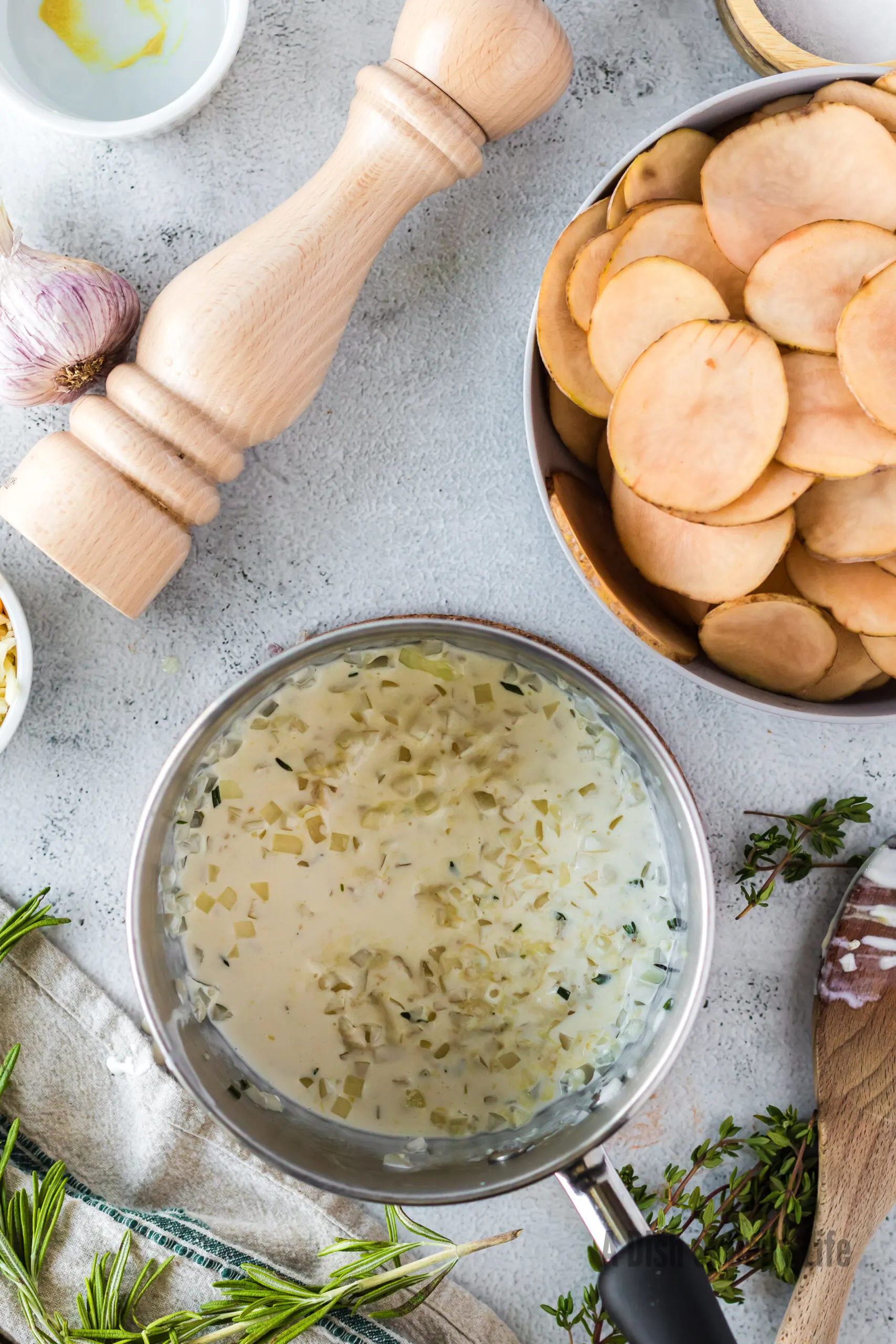 mustard and cream added to sauce.