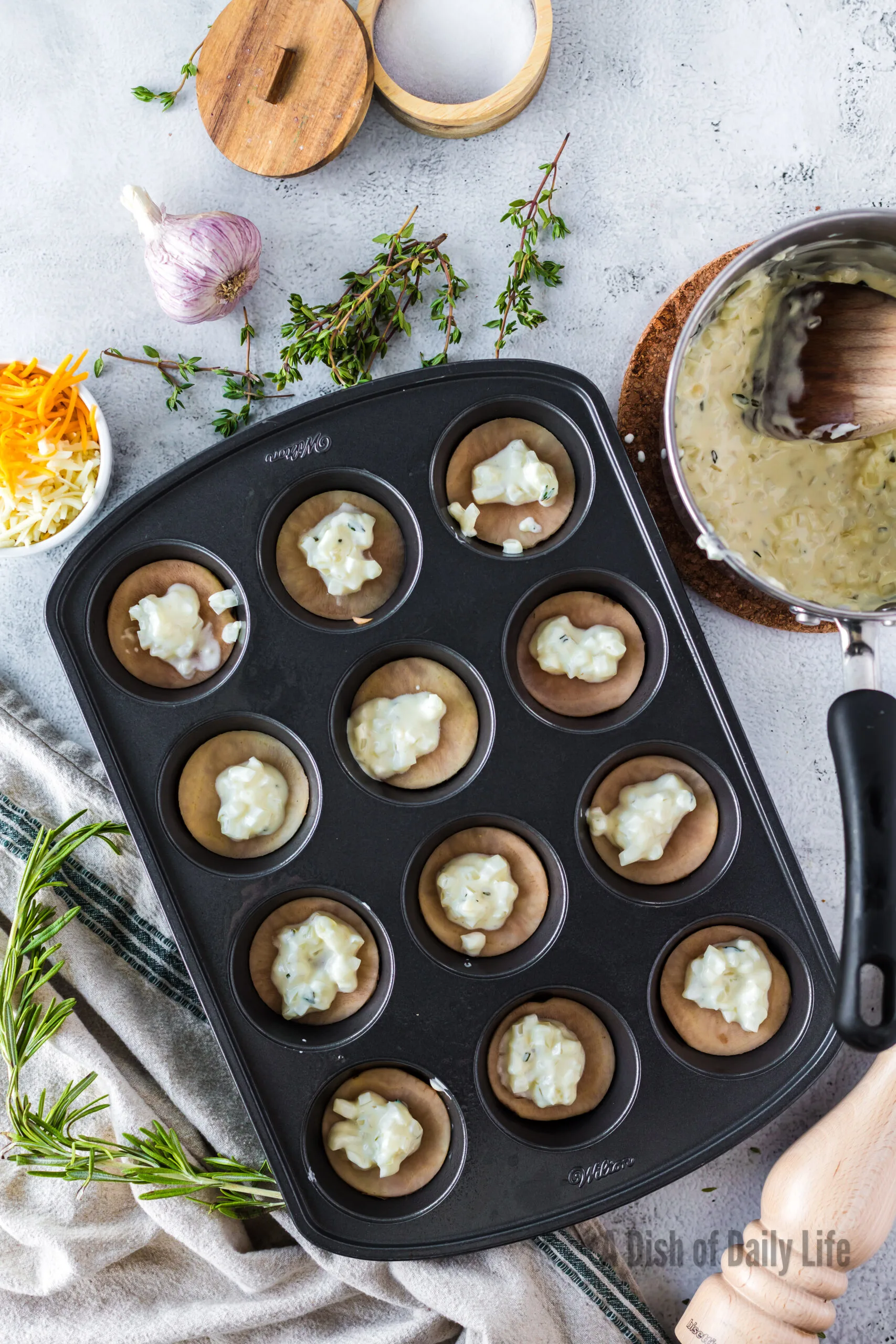 A little cream sauce added to each potato stack.