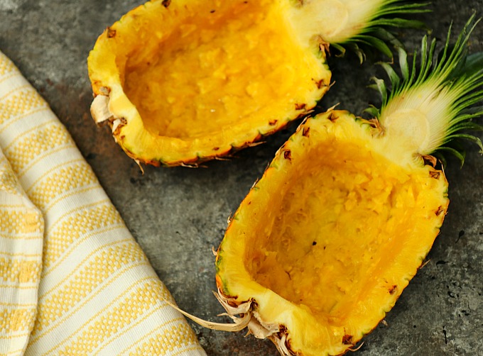 Hollowed out pineapple