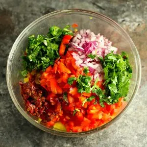 Pineapple Salsa ingredients, unmixed
